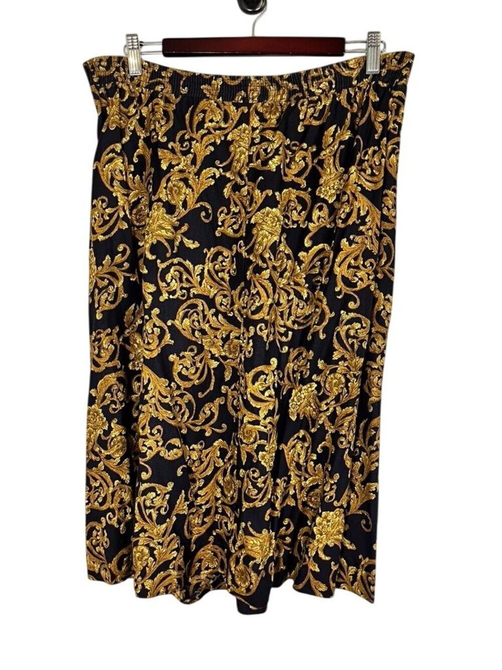 Retro Metallic Skirt M Black Neutral Preppy Classic Chic Artsy Feminine Work 80s